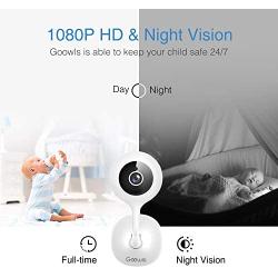 Security Camera Indoor, Goowls 1080p HD 2.4GHz WiFi Wired IP Camera for Home Security Baby/Pet/Nanny Monitor Motion & Sound Detection Night Vision Two-Way Audio Compatible with Alexa, 2-Pack