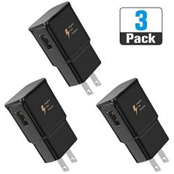Fast Charging Block, USB Wall Charger Adapter Compatible Samsung Galaxy S6 S7 S8 S9 S10 / Edge/Plus/Active, Note 5, Note 8, Note 9, iPhone, LG, HTC and More (3 Packs)