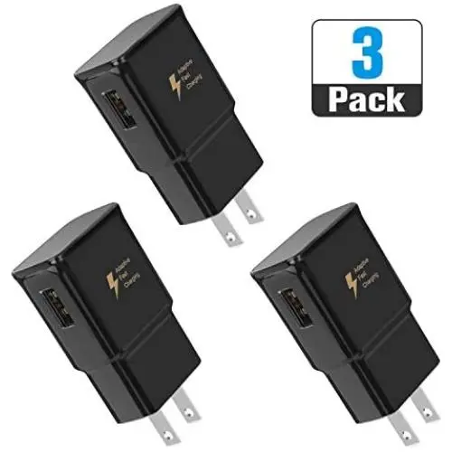 Fast Charging Block, USB Wall Charger Adapter Compatible Samsung Galaxy S6 S7 S8 S9 S10 / Edge/Plus/Active, Note 5, Note 8, Note 9, iPhone, LG, HTC and More (3 Packs)