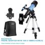 AOMEKIE Telescope for Adults Kids Astronomy Beginners 70mm Refractor Telescopes with Adjustable Tripod 10X Phone Adapter 3X Barlow and Backpack