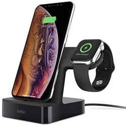 Belkin iPhone Charging Dock + Apple Watch Charging Stand (Powerhouse iPhone Charging Station) iPhone Dock, Apple Charging Station (Black), Compatible with iPhone 11, 11 Pro, 11 Pro Max and more