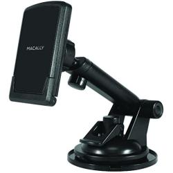 Macally Magnetic Dashboard/Windshield Suction Cup Car Phone Mount Holder with Extendable Telescopic Arm for iPhone Xs XS Max XR X 8 8+ 7 7+ 6s Plus 6 Samsung Galaxy S9 S9+ S8 S7 Edge Note 5 (TELEMAG)
