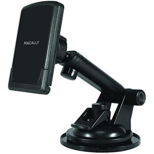 Macally Magnetic Dashboard/Windshield Suction Cup Car Phone Mount Holder with Extendable Telescopic Arm for iPhone Xs XS Max XR X 8 8+ 7 7+ 6s Plus 6 Samsung Galaxy S9 S9+ S8 S7 Edge Note 5 (TELEMAG)
