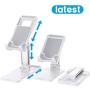 Cell Phone Stand, MAKAVO Telescoping Foldable Height Angle Adjustable Cellphone Stand Holder for iPad Samsung Tablets e-Readers iPhone 11 Pro Max 4-12.9inch (White)
