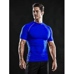 DRSKIN Mens Compression Cool Dry Sports Short Sleeve Shirt Baselayer T-Shirt Athletic Running Rashguard