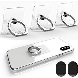 Attom Tech Transparent Phone Ring Holder Grip 360 Degree Free Rotation, Clear Cell Phone Finger Ring Kick-Stand for - for iPhone X 8 7 Plus 6S 6 5s 5 SE, Galaxy S9 S8 S7 S6 Edge, Note 8 5 4(Silver)