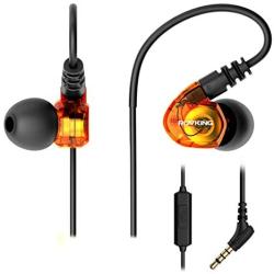 ROVKING Wired Over Ear Sport Earbuds, Sweatproof in Ear Headphones for Running Gym Workout Exercise Jogging, Noise Isolating Earhook Earphones Ear Buds with Mic for Cell Phones MP3 Laptop, Orange