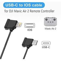 Hanatora 6.3 Inch USB C to iOS Remote Controller Cable Compatible with DJI Mavic Air 2 Drone,Cell Phone Nylon Braided RC Data Cord(iOS Connector)