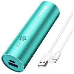 Portable Charger, BONAI Power Bank 5000mAh, (Ultra-Compact)(Aluminum)(Travel) Slim External Backup Battery Pack High-Speed Output Compatible iPhone,iPad,iPod,Samsung - Mint(Charging Cable Included)