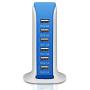 6-Port USB Wall Charger Desktop Charging Station Quick Charge 2.1,Compatible with Compatible fo Tablets Smartphones and More(Blue)