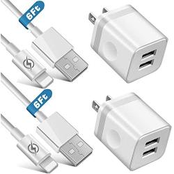 LUOSIKE iPhone Charger, 2-Pack 6Ft Long Lightning Data/Sync Fast Charging Cable with 2-Pack Dual USB Wall Charger Plug Block Compatible with iPhone 11 /Pro Max /SE2 /XR/XS Max/X, 8/7/6S Plus, iPad