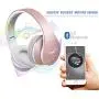 Wireless Earbuds,Esonstyle Over Ear Headset V5.0 with Microphone,Bluetooth Headphones Wireless Foldable & Lightweight, Support Tf Card MP3 Mode and Fm Radio for Cellphones Laptop TV-Rose Gold