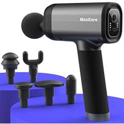 MaxKare Massage Gun with Percussion Massage for Athletes, Deep Tissue Muscle Massager with 6 Interchangeable Heads and 5 Speeds, Quietly Helps Relieve Sore Muscles and Stiffness