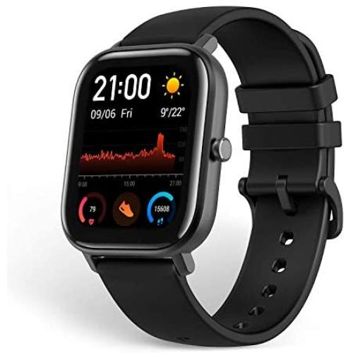 Amazfit GTS Smartwatch with 14-Day Battery Life,1.65 Inch AMOLED Display, Customizable Widgets, Slim Metal Body, 5 ATM Water Resistance, 24/7 Heart Rate and Activity Tracking, Obsidian Black