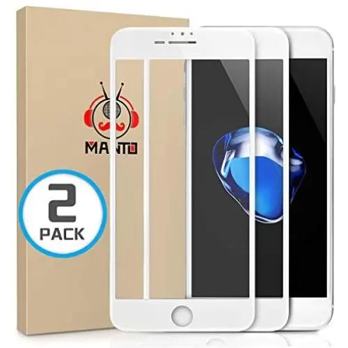 MANTO Screen Protector for iPhone 8 Plus 7 Plus 5.5-Inch Full Coverage Tempered Glass Film Edge to Edge Protection 2-Pack, White MANTO Screen Protector for iPhone 8 Plus 7 Plus 5.5-Inch Full Coverage Tempered Glass Film Edge to Edge Protection 2-Pack, White