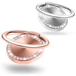 Finger Ring Stand,WATACHE 2 Pack Luxury Glitter Diamond Magnetic Universal Metal Smartphone Finger Ring Grip Holder Kickstand for iPhone/iPad/Samsung/HTC/Nokia/Cellphones/Tablet, Silver/Rose Gold