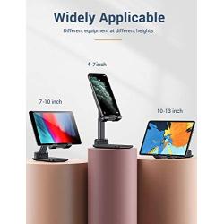 LISEN Cell Phone Stand for Desk, [Fully Foldable] Weighted Base [Metal Rod] Adjustable Desktop Tablet Stand for Desk Phone Holder Cradle Dock Compatiable with 4"-12.9" Mobile Phone/iPad/Tablet/Kindle