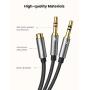 UGREEN Headphone Splitter for Computer 3.5mm Female to 2 Dual 3.5mm Male Headphone Mic Audio Y Splitter Cable Smartphone Headset to PC Adapter (Black)