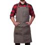 Hudson Durable Goods - Heavy Duty Waxed Canvas Work Apron with Tool Pockets (Grey), Cross-Back Straps & Adjustable M to XXL