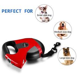 Mowis Retractable Dog Leash, 360° Tangle-Free, Heavy Duty up to 175Lbs Pets, 16ft Strong Nylon Tape with Waste Bag Dispenser, Pet Travel Bowl, One-Handed Brake/Pause/Lock