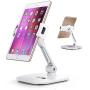 AboveTEK Stylish Aluminum Tablet Stand, Cell Phone Stand, Folding 360° Swivel iPad iPhone Desk Mount Holder fits 4-11” Tablets/Smartphones for Kitchen Bedside Office Table POS Kiosk Reception Showroom