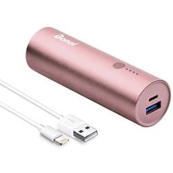 Portable Charger, BONAI Power Bank 5000mAh, (Ultra-Compact)(Aluminum)(Travel) Slim External Backup Battery Pack High-Speed Output Compatible iPhone,iPad,iPod,Samsung-Rose Gold(Charging Cable Included)
