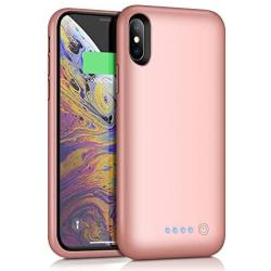 Trswyop Battery Case for iPhone Xs Max, 7800mAh Portable Charging Case for iPhone Xs Max Rechargeable External Battery Pack Extended Battery Protective Charger Case(6.5 inch)-Rose Gold