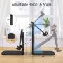 Cell Phone Stand Phone Holder, Adjustable Angle Height Phone Stand for Desk&Foldable Portable Aluminum Desktop Phone Stand, Universal Tablet Holder Compatible with iPhone Cell Phone Tablet (Black)