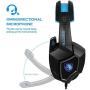 Pudincoco SADES USB Gaming Headset Stereo Computer Headphone with Mic 3.5mm Jack for PC Laptop Mobile Phone for Mac for Xbox one for PS4(Black & Blue)