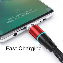 NetDot Gen12 3 in 1 Magnetic Fast Charging Data Transfer Cable Compatible with Micro USB & USB-C Smartphones and i-Product(6.6ft/3 Pack red)