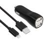 Car Charger, FOBSUNLAND High Speed 3.1A Daul USB Car Charger with 3ft Charging Cord Compatible with iPhone 7 7Plus 6 6Plus 6s 6sPlus 5 5S 5C SE,iPad and More (Black)