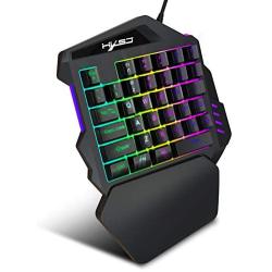 One-Handed Keyboard, 35-Key,Support Wrist Rest, Mechanical Gaming Keyboard RGB LED Backlit for PC Computer & Smartphones (Black)