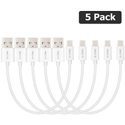G-Cord Apple MFI Certified Short Lightning to USB Charging and Sync Cable (5 Pack, 7 Inch)