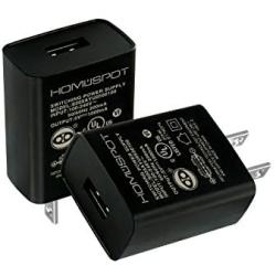 HomeSpot UL Listed Universal US 5V1A USB Wall Charger Plug in-Door Power AC Adapter for Travel Office Home Use - 2 Pack