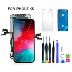 for iPhone Xs Screen Replacement LCD Display & Touch Digitizer Screen Assembly Kit with All Repair Tools + Screen Protector + Waterproof Glue (5.8 Inch Black)