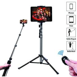 Selfie Stick Tripod, SAVEYOUR 51" Extendable Tripod Stand with Universal Phone/Pad Clip, Remote Shooting Compatible with iPhone & Android Devices, Phone Tripod for Video Shooting, Vlog, Selfie