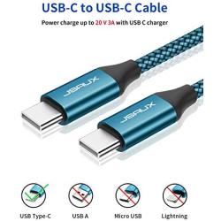 USB C to USB C 60W Charging Cable, JSAUX[2 Pack 6.6ft] USB Type C Charger Cord Compatible with Samsung Galaxy S20 S20+ S20 Ultra Note 10 Plus A80, Google Pixel 2/3/3a/4 XL, iPad Pro 2018 etc-Green