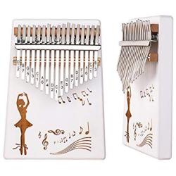 Fashion Metal Kalimba 17 Keys Thumb Pianos Portable Musical Instrument Gifts for Kids Adult Beginners (White)