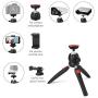 Polarduck Mini Tripod, Cell Phone Tripod, Tabletop Holder Tripod Stand for iPhone/Camera/DLSR/Android Smartphone/Projector with Universal Phone Mount & GoPro Mount, Fully Adjustable Angle & Rotation