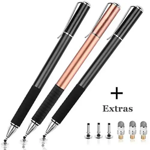 Zsdele Fine Point Disc Stylus Pen for Apple iPad Pencil, Compatible with iPhone, iPad, iPad Pro, Samsung Galaxy Cellphones & Tablets and All Other Touch Screen Devices (3Pcs with Extras) Zsdele Fine Point Disc Stylus Pen for Apple iPad Pencil, Compatible with iPhone, iPad, iPad Pro, Samsung Galaxy Cellphones & Tablets and All Other Touch Screen Devices (3Pcs with Extras)