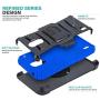 CasemartUSA Phone Case for [Nokia C2 Tennen/Nokia C2 Tava (Cricket Wireless)], [Refined Series][Blue] Shockproof Cover with Built-in Kickstand & Belt Clip Holster for Nokia C2 Tennen / C2 Tava