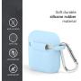 Airpods Case, GMYLE Silicone Protective Shockproof Wireless Charging Airpods Earbuds Case Cover Skin with Keychain kit Set, Women Girls Men, Compatible for Apple AirPods 2 & 1 – Sky Blue