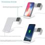 FACEVER 2 in 1 Wireless Charger Stand Dock Fast Qi Phone iWatch Charging Station Compatible for Apple Watch Series 1 2 3 4 5 iPhone 11 Pro Max X XS XR 8 8 Plus Samsung S9 S10, White