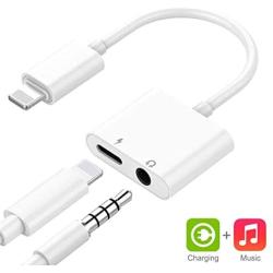 Lighting to 3.5mm Headphone Jack Adapter,2 in 1 Charge & Music Converter Compatible with iPhone 11Pro Max/11/XS Max/XR/X/8Plus/8/7 Plus/7 (Support iOS13 and Before)-White