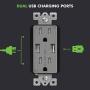 TOPGREENER 3.1A USB Wall Outlet Charger, 15A Tamper-Resistant Receptacles, Compatible with iPhone XS/MAX/XR/X/8, Samsung Galaxy S10/S9/S8, LG, HTC, TU2153A-GY-2PCS, Gray, 2 Pack