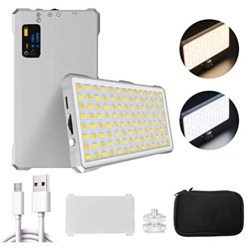 Soonpho Portable LED On-Camera Video Light,Built-in Rechargeable DC3.85 2470mAh Battery,Bi-Color 112 Beads CRI95+9W Professional Photography Lamp Continuous Output Lighting for YouTube Vlog Shooting