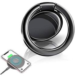 eSamcore Phone Ring Holder – Wireless Charger Friendly Ceramic Finger Ring Holder Kickstand [Anti-Scratch] [3mm Ultra-Thin] Compatible with All Wireless Charging Cell Phone [Black]