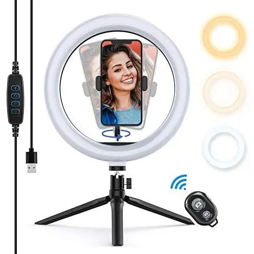 10.2’’ LED Ring Light with Tripod Stand & Phone Holder,Yoozon Dimmable Ring Light Kit with 3 Light Modes & 10 Brightness for TikTok Youtube Vlog Video Shooting,Makeup,Selfie,Photography,Live Streaming