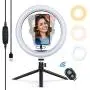 10.2’’ LED Ring Light with Tripod Stand & Phone Holder,Yoozon Dimmable Ring Light Kit with 3 Light Modes & 10 Brightness for TikTok Youtube Vlog Video Shooting,Makeup,Selfie,Photography,Live Streaming