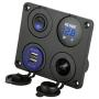 Linkstyle 4 in 1 Charger Socket Panel, 12V 4.2A Dual USB Charger Socket Power Outlet & LED Voltmeter & Cigarette Lighter Socket & LED Lighted ON Off Rocker Toggle Switch for Car Marine Boat RV Truck